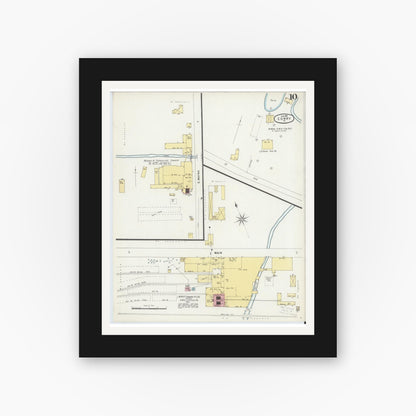 Old map wall art mockup — black gallery frame with white mat — Sanborn Fire Insurance Map from Corry, Erie County, Pennsylvania (1897), Sheet #0010