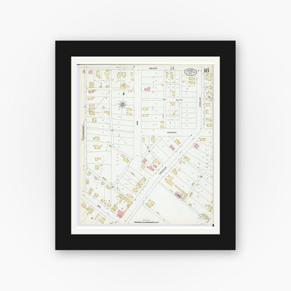 Old map wall art mockup — black gallery frame with white mat — Sanborn Fire Insurance Map from Tiffin, Seneca County, Ohio (1901), Sheet #0018