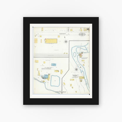 Old map wall art mockup — black gallery frame with white mat — Sanborn Fire Insurance Map from Marquette, Marquette County, Michigan (1904), Sheet #0019