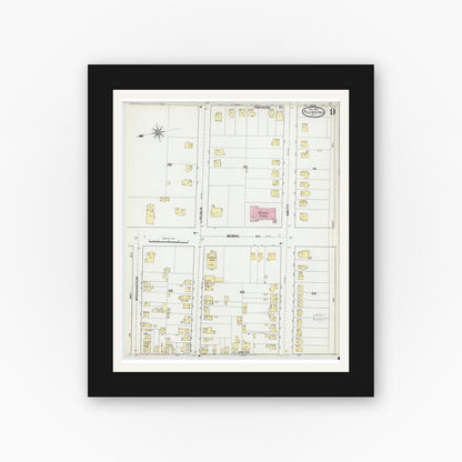 Old map wall art mockup — black gallery frame with white mat — Sanborn Fire Insurance Map from Flushing, Queens County, New York (1892), Sheet #0009