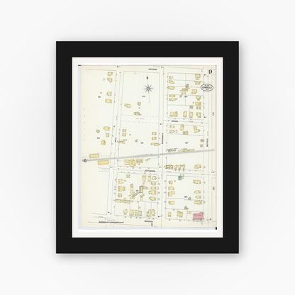 Old map wall art mockup — black gallery frame with white mat — Sanborn Fire Insurance Map from Conneaut, Ashtabula County, Ohio (1902), Sheet #0009