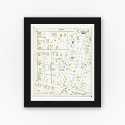Old map wall art mockup — black gallery frame with white mat — Sanborn Fire Insurance Map from Swanton, Fulton County, Ohio (1920), Sheet #0006