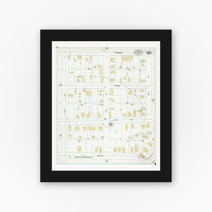 Old map wall art mockup — black gallery frame with white mat — Sanborn Fire Insurance Map from Alpena, Alpena County, Michigan (1901), Sheet #0023