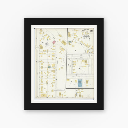 Old map wall art mockup — black gallery frame with white mat — Sanborn Fire Insurance Map from Ashtabula, Ashtabula County, Ohio (1903), Sheet #0018