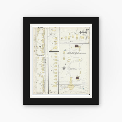 Old map wall art mockup — black gallery frame with white mat — Sanborn Fire Insurance Map from Shenandoah, Schuylkill County, Pennsylvania (1891), Sheet #0010