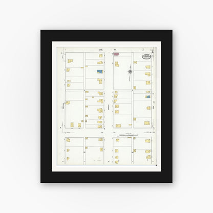 Old map wall art mockup — black gallery frame with white mat — Sanborn Fire Insurance Map from Graham, Young County, Texas (1920), Sheet #0007