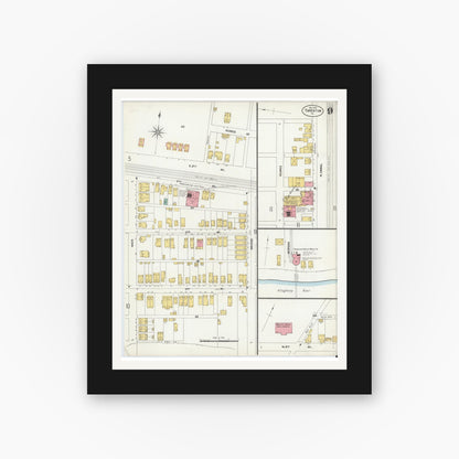 Old map wall art mockup — black gallery frame with white mat — Sanborn Fire Insurance Map from Tarentum, Allegheny County, Pennsylvania (1902), Sheet #0009