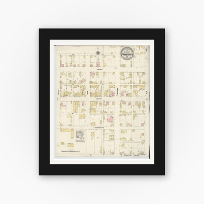 Old map wall art mockup — black gallery frame with white mat — Sanborn Fire Insurance Map from Farmersville, Montogomery County, Ohio (1912) - Complete Map Set