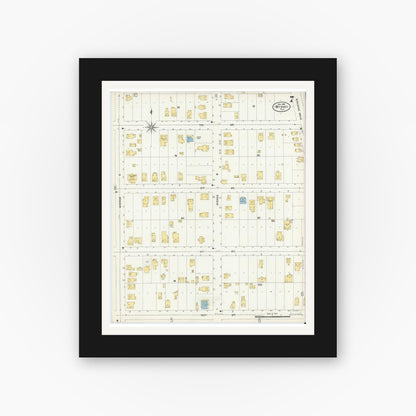 Old map wall art mockup — black gallery frame with white mat — Sanborn Fire Insurance Map from Miami, Dade County, Florida (1906), Sheet #0007