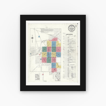 Old map wall art mockup — black gallery frame with white mat — Sanborn Fire Insurance Map from Herrin, Williamson County, Illinois (1922) - Complete Map Set