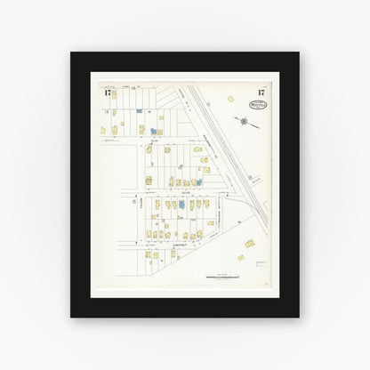 Old map wall art mockup — black gallery frame with white mat — Sanborn Fire Insurance Map from Westville, Gloucester County, New Jersey (1926), Sheet #0017