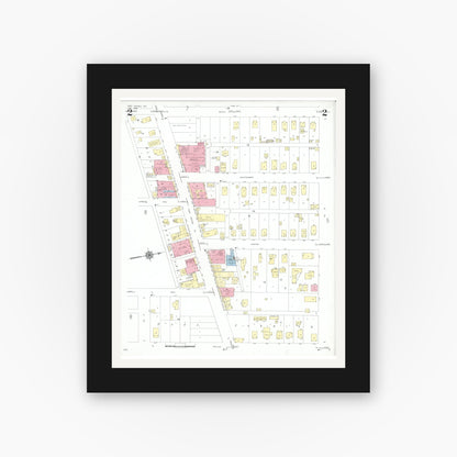 Old map wall art mockup — black gallery frame with white mat — Sanborn Fire Insurance Map from Port Neches, Jefferson County, Texas (1949), Sheet #0002