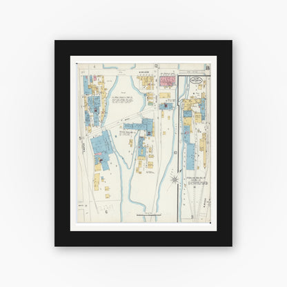 Old map wall art mockup — black gallery frame with white mat — Sanborn Fire Insurance Map from Batavia, Kane County, Illinois (1897), Sheet #0008