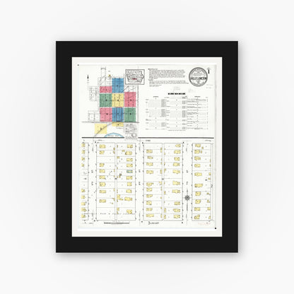 Old map wall art mockup — black gallery frame with white mat — Sanborn Fire Insurance Map from Valley Junction, Polk County, Iowa (1920) â€” Complete Set