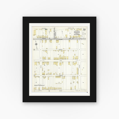 Old map wall art mockup — black gallery frame with white mat — Sanborn Fire Insurance Map from Shamokin, Northumberland County, Pennsylvania (1913), Sheet #0013