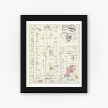 Old map wall art mockup — black gallery frame with white mat — Sanborn Fire Insurance Map from Montgomery, Orange County, New York (1913) - Complete Map Set