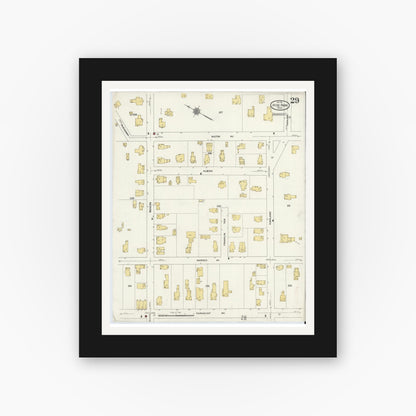Old map wall art mockup — black gallery frame with white mat — Sanborn Fire Insurance Map from Hyde Park, Norfolk County, Massachusetts (1911), Sheet #0029