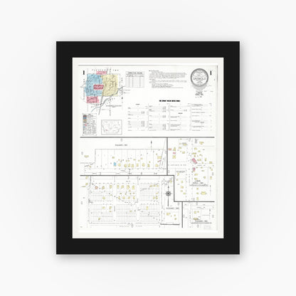 Old map wall art mockup — black gallery frame with white mat — Sanborn Fire Insurance Map from Griswold, Cass County, Iowa (1948) â€” Complete Set