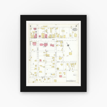 Old map wall art mockup — black gallery frame with white mat — Sanborn Fire Insurance Map from Wise, Wise County, Virginia (1923), Sheet #0002