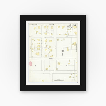 Old map wall art mockup — black gallery frame with white mat — Sanborn Fire Insurance Map from Tyler, Smith County, Texas (1912), Sheet #0026