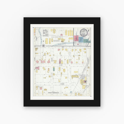 Old map wall art mockup — black gallery frame with white mat — Sanborn Fire Insurance Map from Jackson, Cape Girardeau County, Missouri (1901) - Complete Map Set