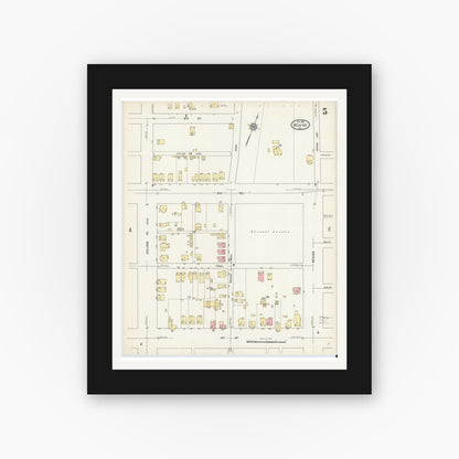 Old map wall art mockup — black gallery frame with white mat — Sanborn Fire Insurance Map from Beaver, Beaver County, Pennsylvania (1912), Sheet #0005