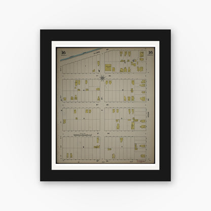 Old map wall art mockup — black gallery frame with white mat — Sanborn Fire Insurance Map from New Jersey Coast, New Jersey Coast, New Jersey (1890), Sheet #0016