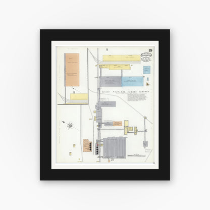 Old map wall art mockup — black gallery frame with white mat — Sanborn Fire Insurance Map from Washington, Warren County, New Jersey (1909), Sheet #0019