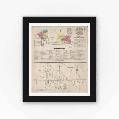 Old map wall art mockup — black gallery frame with white mat — Sanborn Fire Insurance Map from Medway, Norfolk County, Massachusetts (1922) - Complete Map Set