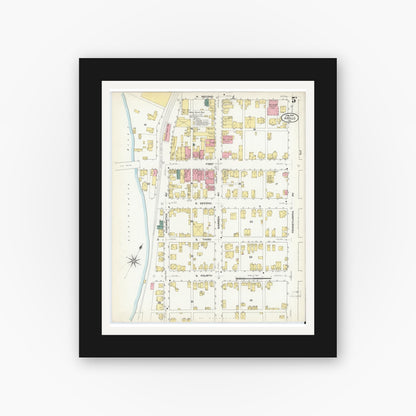 Old map wall art mockup — black gallery frame with white mat — Sanborn Fire Insurance Map from Apollo, Armstrong County, Pennsylvania (1909), Sheet #0005