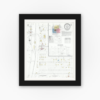 Old map wall art mockup — black gallery frame with white mat — Sanborn Fire Insurance Map from Frisco, Collin County, Texas (1949) - Complete Map Set