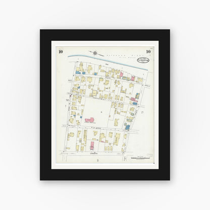 Old map wall art mockup — black gallery frame with white mat — Sanborn Fire Insurance Map from Saint Augustine, Saint John's County, Florida (1924), Sheet #0010