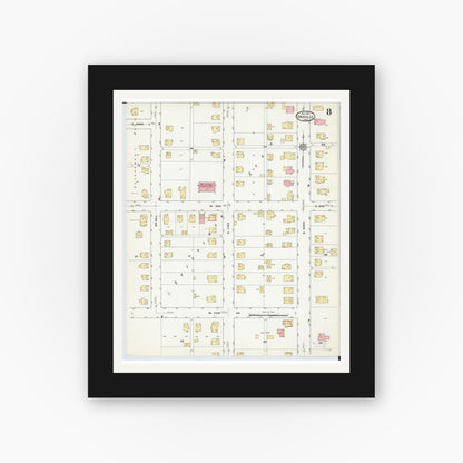 Old map wall art mockup — black gallery frame with white mat — Sanborn Fire Insurance Map from Orrville, Wayne County, Ohio (1911), Sheet #0008
