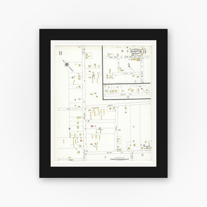 Old map wall art mockup — black gallery frame with white mat — Sanborn Fire Insurance Map from Hammonton, Atlantic County, New Jersey (1923), Sheet #0011