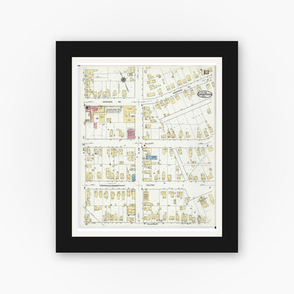 Old map wall art mockup — black gallery frame with white mat — Sanborn Fire Insurance Map from Grand Haven, Ottawa County, Michigan (1920), Sheet #0013