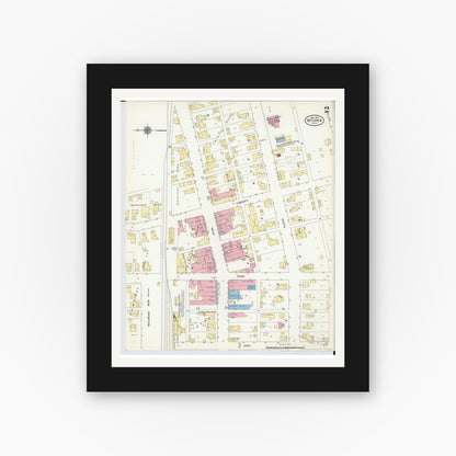 Old map wall art mockup — black gallery frame with white mat — Sanborn Fire Insurance Map from McComb, Hancock County, Ohio (1910), Sheet #0002