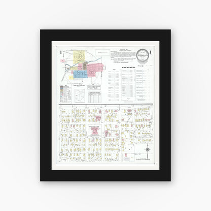 Old map wall art mockup — black gallery frame with white mat — Sanborn Fire Insurance Map from Versailles, Darke County, Ohio (1951) - Complete Map Set