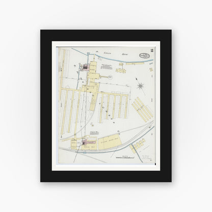 Old map wall art mockup — black gallery frame with white mat — Sanborn Fire Insurance Map from Cloquet, Carlton County, Minnesota (1888), Sheet #0002