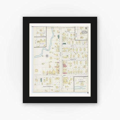 Old map wall art mockup — black gallery frame with white mat — Sanborn Fire Insurance Map from Sparta, Kent County, Michigan (1894), Sheet #0002