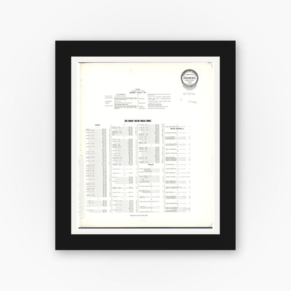 Old map wall art mockup — black gallery frame with white mat — Sanborn Fire Insurance Map from Andrews, Andrews County, Texas (1954), Sheet #0001