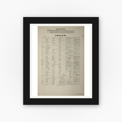 Old map wall art mockup — black gallery frame with white mat — Sanborn Fire Insurance Map from Indianapolis, Marion County, Indiana (1887), Sheet #0001