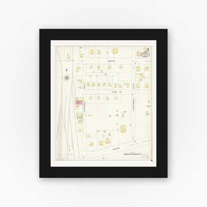 Old map wall art mockup — black gallery frame with white mat — Sanborn Fire Insurance Map from Paris, Lamar County, Texas (1908), Sheet #0002