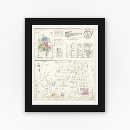 Old map wall art mockup — black gallery frame with white mat — Sanborn Fire Insurance Map from Union, Franklin County, Missouri (1935) - Complete Map Set