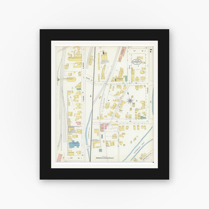 Old map wall art mockup — black gallery frame with white mat — Sanborn Fire Insurance Map from Carbondale, Lackawanna County, Pennsylvania (1903), Sheet #0007