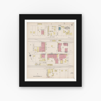 Old map wall art mockup — black gallery frame with white mat — Sanborn Fire Insurance Map from Eagle Lake, Colorado County, Texas (1922), Sheet #0002