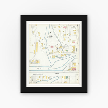 Old map wall art mockup — black gallery frame with white mat — Sanborn Fire Insurance Map from Pulaski, Pulaski County, Virginia (1903), Sheet #0004
