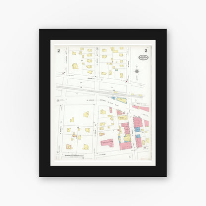 Old map wall art mockup — black gallery frame with white mat — Sanborn Fire Insurance Map from Freeport, Nassau County, New York (1928) - Complete Map Set