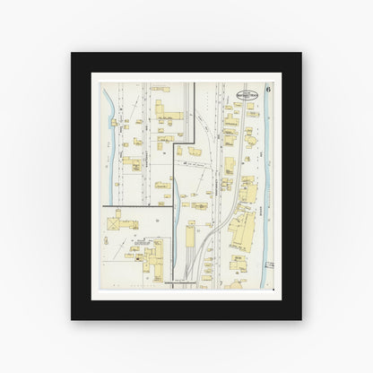 Old map wall art mockup — black gallery frame with white mat — Sanborn Fire Insurance Map from Nantasket Beach, Plymouth County, Massachusetts (1898), Sheet #0006