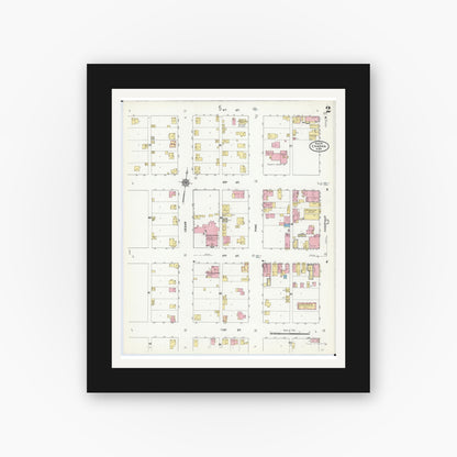 Old map wall art mockup — black gallery frame with white mat — Sanborn Fire Insurance Map from Chaska, Carver County, Minnesota (1911), Sheet #0002