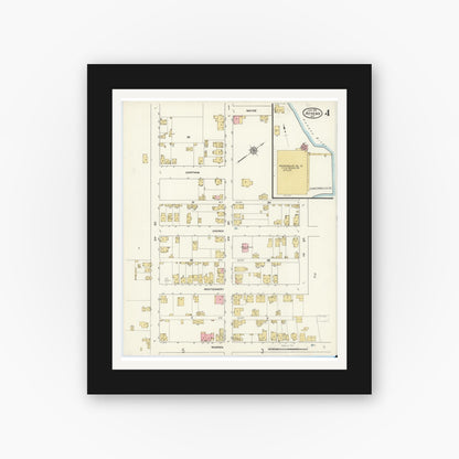 Old map wall art mockup — black gallery frame with white mat — Sanborn Fire Insurance Map from Athens, Greene County, New York (1912), Sheet #0004